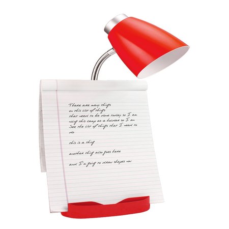 Limelights Gooseneck Organizer Desk Lamp W/iPad Tablet Stand Book Holder, Red LD1002-RED